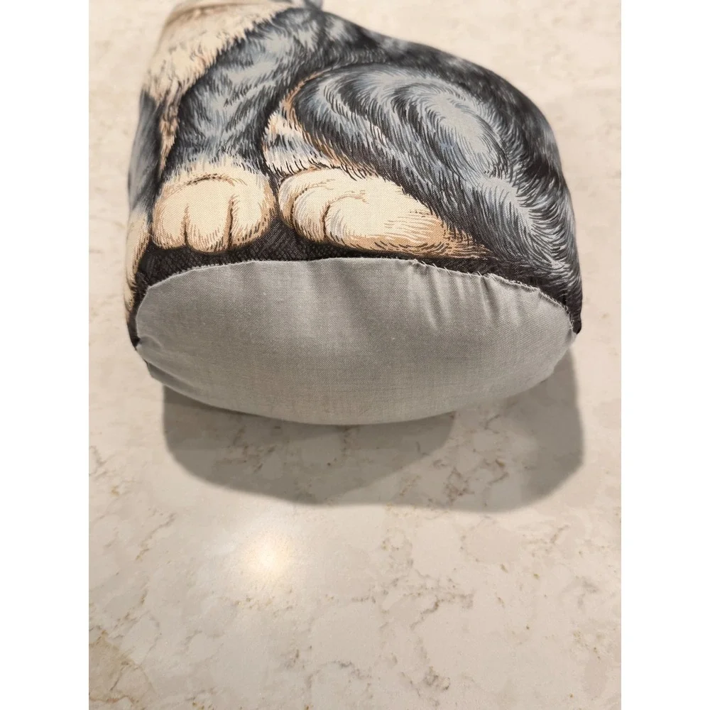 Vintage‎ Grey Tabby Cat Cottagecore Fabric Grandmacore Decorative Pillow 14 Inch